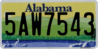 AL license plate 5AW7543