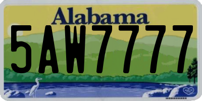 AL license plate 5AW7777