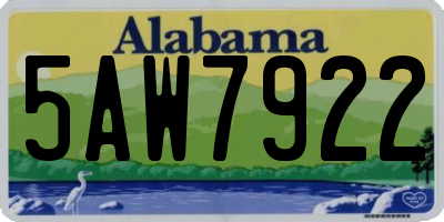 AL license plate 5AW7922