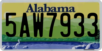 AL license plate 5AW7933