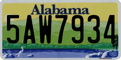 AL license plate 5AW7934