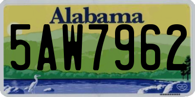 AL license plate 5AW7962