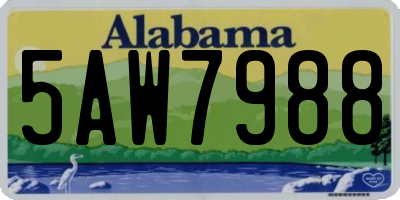 AL license plate 5AW7988