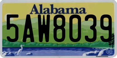 AL license plate 5AW8039
