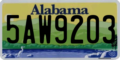 AL license plate 5AW9203