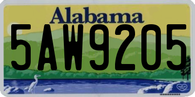 AL license plate 5AW9205