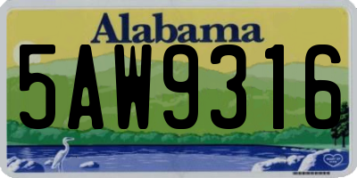AL license plate 5AW9316