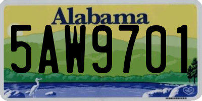 AL license plate 5AW9701