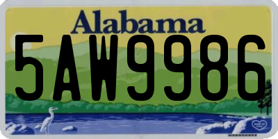 AL license plate 5AW9986
