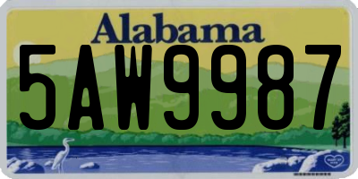 AL license plate 5AW9987