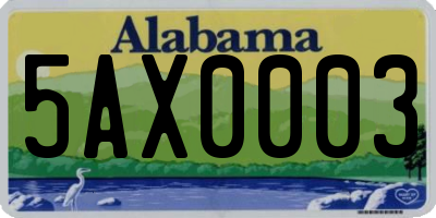 AL license plate 5AX0003
