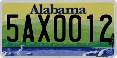 AL license plate 5AX0012