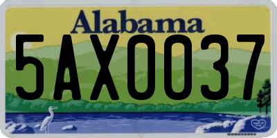AL license plate 5AX0037