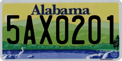 AL license plate 5AX0201