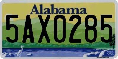 AL license plate 5AX0285