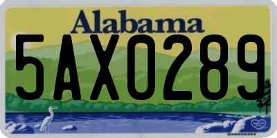 AL license plate 5AX0289