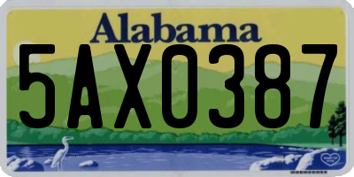 AL license plate 5AX0387