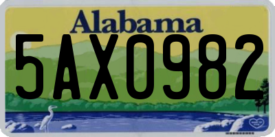 AL license plate 5AX0982