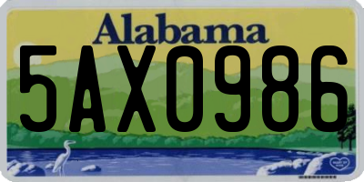 AL license plate 5AX0986