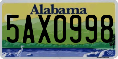 AL license plate 5AX0998