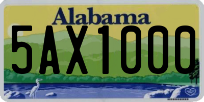 AL license plate 5AX1000