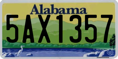AL license plate 5AX1357