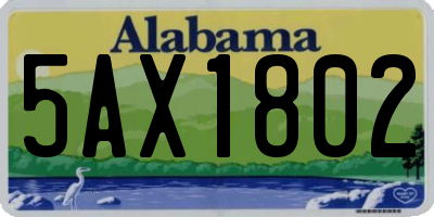 AL license plate 5AX1802