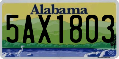 AL license plate 5AX1803