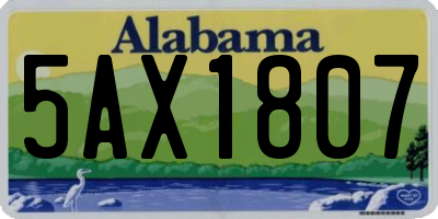 AL license plate 5AX1807