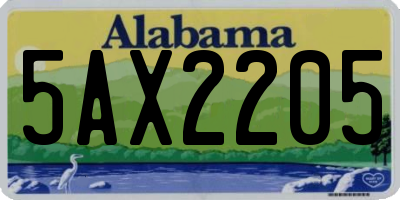 AL license plate 5AX2205