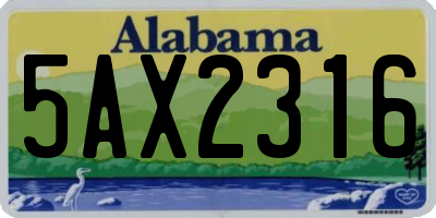 AL license plate 5AX2316