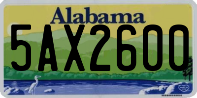 AL license plate 5AX2600
