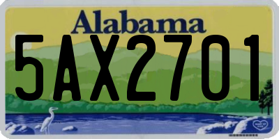 AL license plate 5AX2701