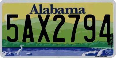 AL license plate 5AX2794