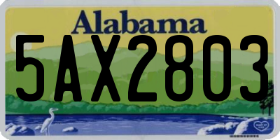 AL license plate 5AX2803