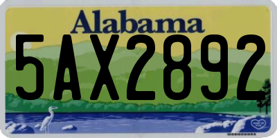AL license plate 5AX2892