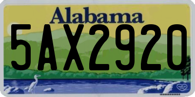 AL license plate 5AX2920