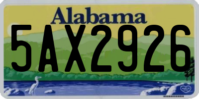 AL license plate 5AX2926