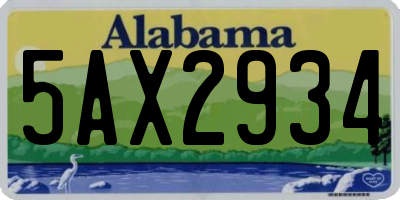 AL license plate 5AX2934