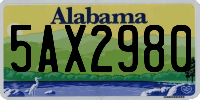 AL license plate 5AX2980