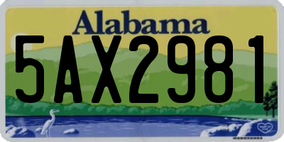 AL license plate 5AX2981