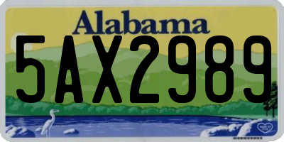 AL license plate 5AX2989