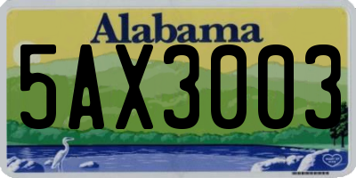 AL license plate 5AX3003