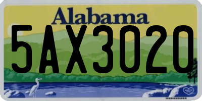 AL license plate 5AX3020