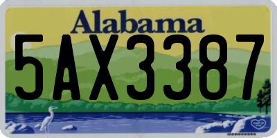 AL license plate 5AX3387
