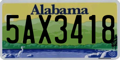 AL license plate 5AX3418