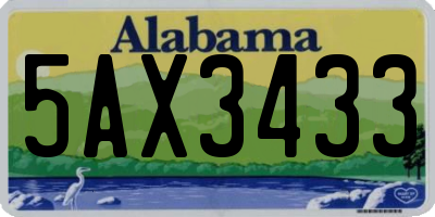 AL license plate 5AX3433