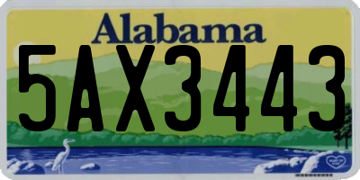 AL license plate 5AX3443