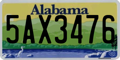 AL license plate 5AX3476