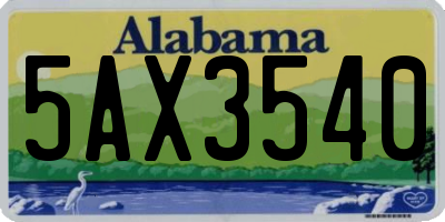 AL license plate 5AX3540